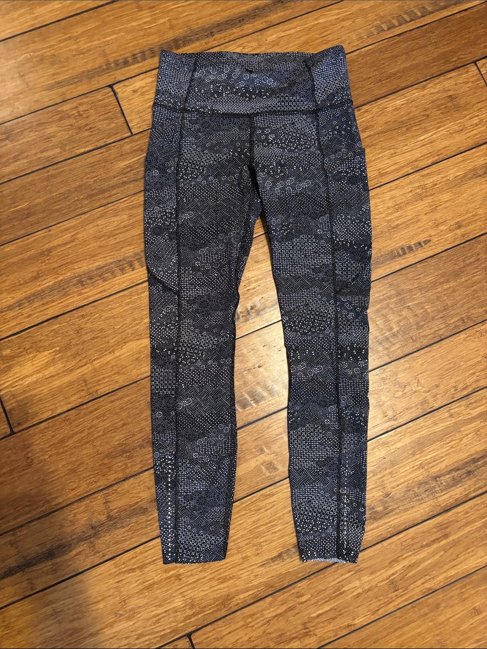 lululemon athletica Black and Gray Patterned High-Rise Leggings